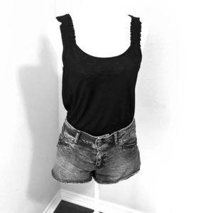 Acid wash black jean shorts, size 11